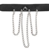 Rimba Bondage Play - Halsband met kettingen - Zwart & Zilver