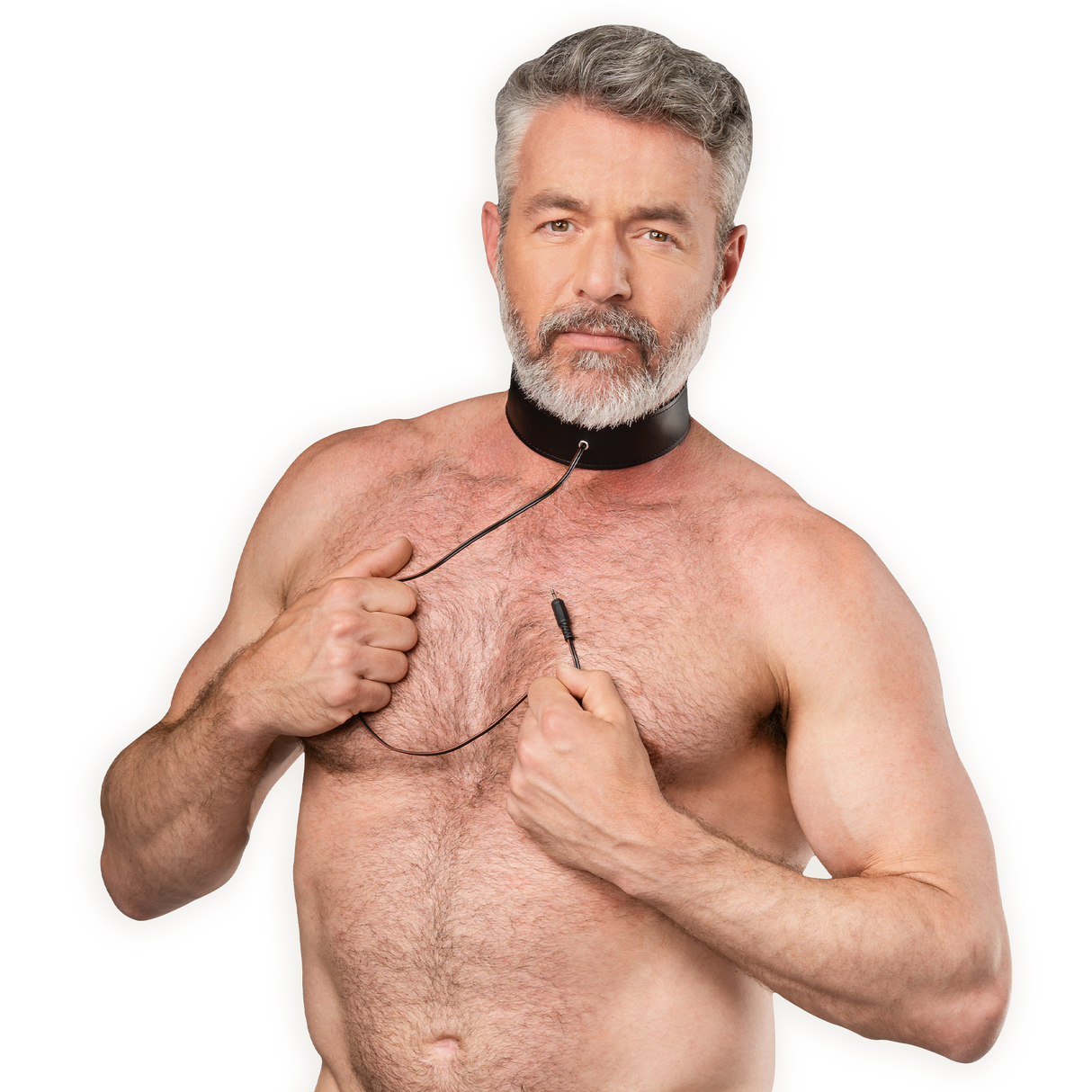 Rimba Bondage Play - Lederen Bipolaire Schokhalsband - Zwart