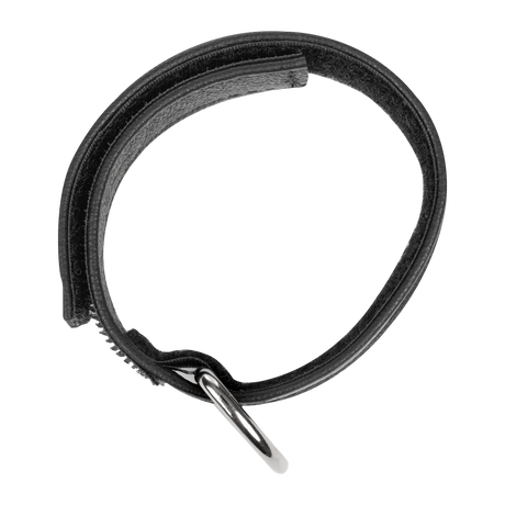 Rimba Bondage Play - Lederen Cockstrap met Klittenband - Zwart