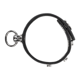 Rimba Bondage Play - Lederen Cockring met Metalen O-Ring - Zwart & Zilver