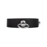 Rimba Bondage Play - Lederen Cockring met Metalen O-Ring - Zwart & Zilver