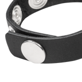 Rimba Bondage Play - Lederen Cockring met Metalen O-Ring - Zwart & Zilver