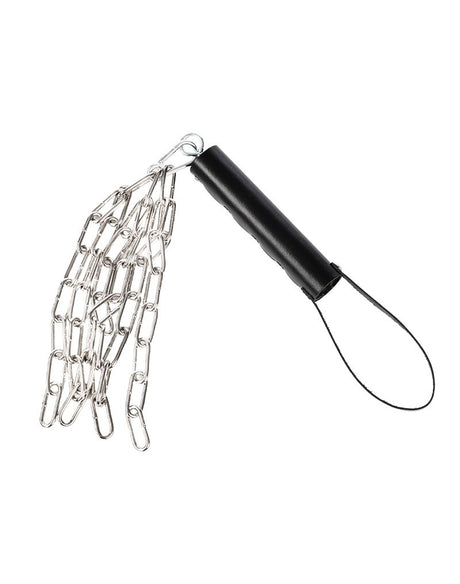 Rimba Bondage Play - Lederen Zweep met Metalen Ketting - Zwart & Zilver