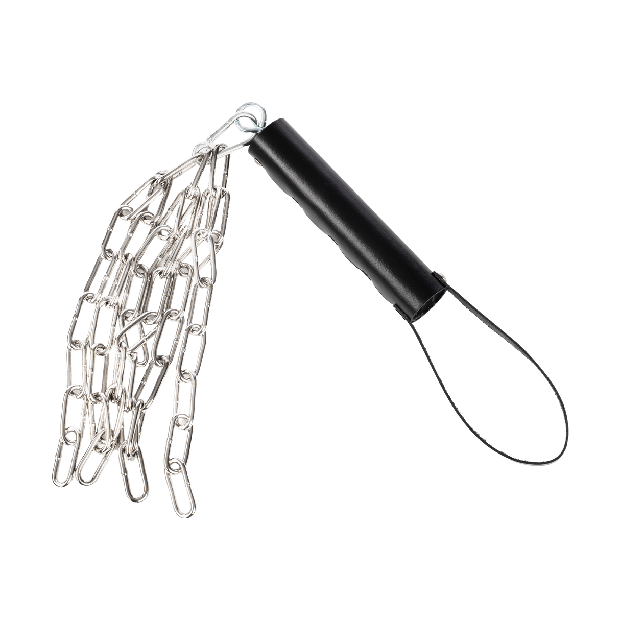 Rimba Bondage Play - Lederen Zweep met Metalen Ketting - Zwart & Zilver