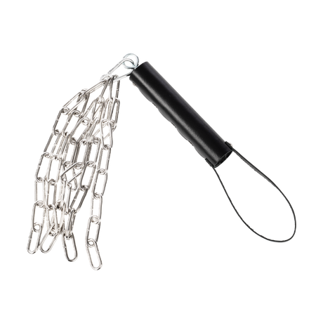 Rimba Bondage Play - Lederen Zweep met Metalen Ketting - Zwart & Zilver