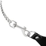 Rimba Bondage Play - Lederen string met afneembare kettingen - Zwart & Zilver