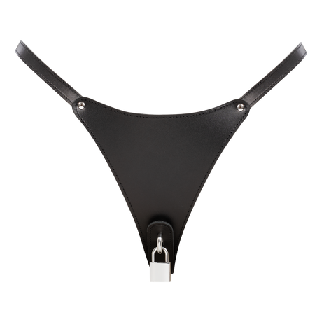 Rimba Bondage Play - Afsluitbare lederen string - Zwart