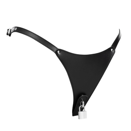 Rimba Bondage Play - Afsluitbare lederen string - Zwart