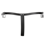 Rimba Bondage Play - Afsluitbare lederen string - Zwart