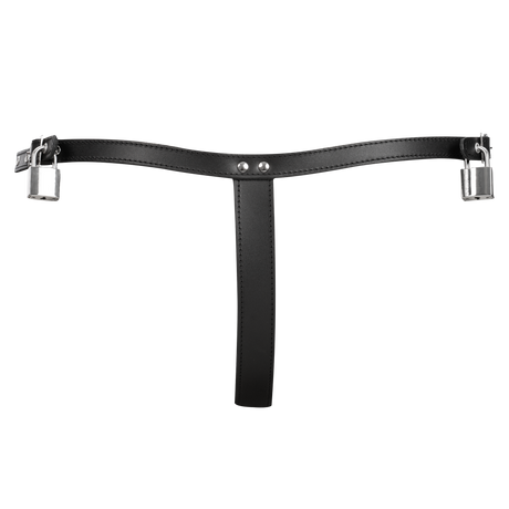 Rimba Bondage Play - Afsluitbare lederen string - Zwart