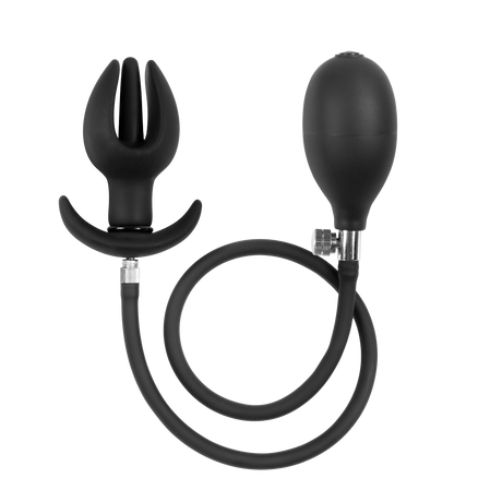 Rimba Bondage Play - Lederen Kuisheidsslip voor Mannen met Opblaasbare Anale Plug - Zwart