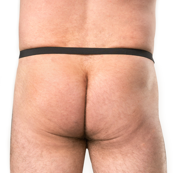 Rimba Bondage Play - Lederen Open Slip voor Heren - Zwart