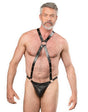 Rimba Bondage Play - Lederen Bodyharnas met Slip - Zwart
