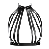 Rimba Bondage Play - Lederen Borstharnas met Halsband - Zwart