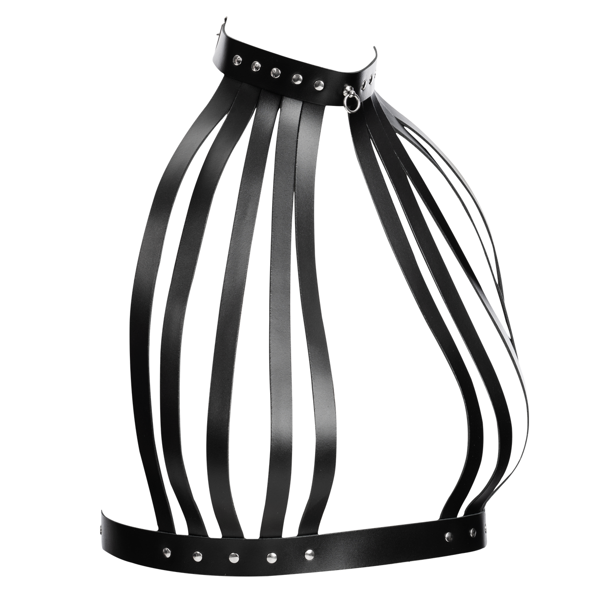Rimba Bondage Play - Lederen Borstharnas met Halsband - Zwart