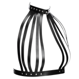 Rimba Bondage Play - Lederen Borstharnas met Halsband - Zwart