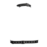 Rimba Bondage Play - Lederen Borstharnas met Halsband - Zwart