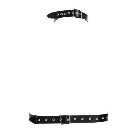 Rimba Bondage Play - Lederen Borstharnas met Halsband - Zwart