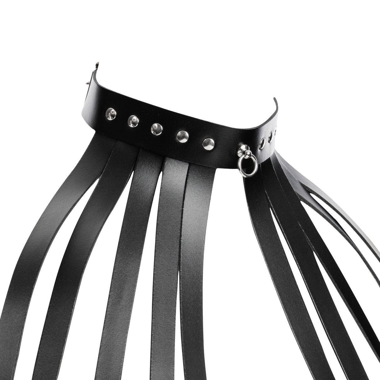 Rimba Bondage Play - Lederen Borstharnas met Halsband - Zwart