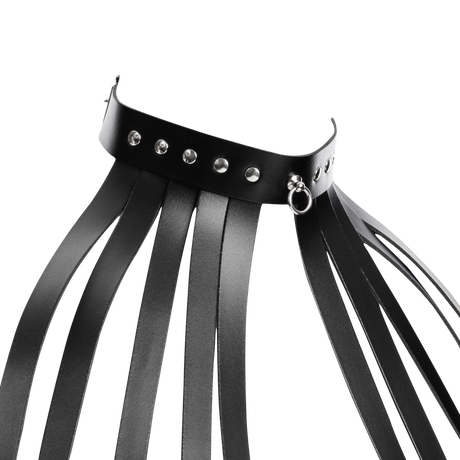 Rimba Bondage Play - Lederen Borstharnas met Halsband - Zwart