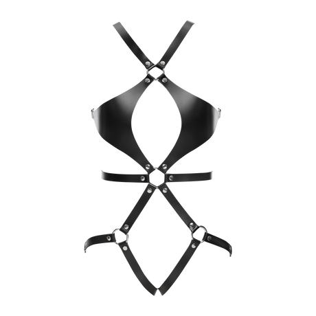 Rimba Bondage Play - Lederen Bodyharnas - Zwart