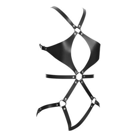 Rimba Bondage Play - Lederen Bodyharnas - Zwart