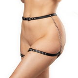 Rimba Bondage Play - Lederen Bondage Harnas met Metalen Kettingen - Zwart & Zilver