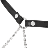 Rimba Bondage Play - Lederen Bondage Harnas met Metalen Kettingen - Zwart & Zilver