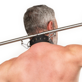 Rimba Bondage Play - Verstelbare spreidstang met nek- en handboeien - Zwart & Zilver