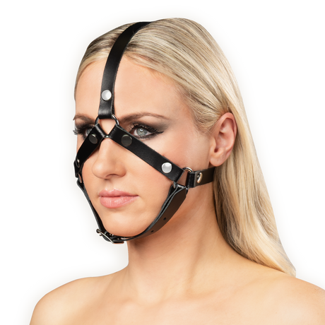 Rimba Bondage Play - Lederen Hoofdharnas - Zwart