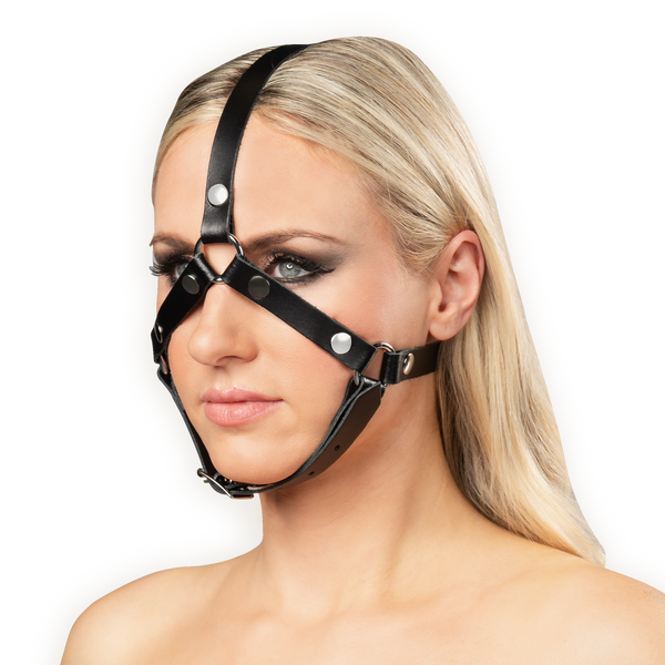 Rimba Bondage Play - Lederen Hoofdharnas - Zwart