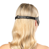 Rimba Bondage Play - Lederen Masker met Kettingdecoratie - Zwart & Zilver