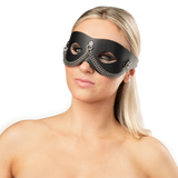 Rimba Bondage Play - Lederen Masker met Kettingdecoratie - Zwart & Zilver