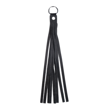 Rimba Bondage Play - Lederen Suède Halsband met Afneembare Flogger - Zwart