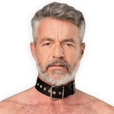 Rimba Bondage Play - Lederen Halsband met Metalen Gesp - Zwart