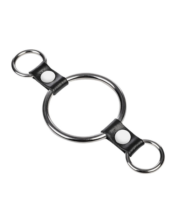 Rimba Bondage Play - Penisring met bevestigingsringen - Zilver & Zwart