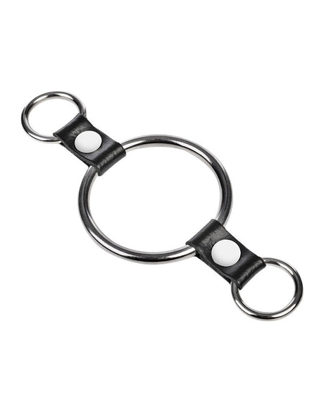 Rimba Bondage Play - Penisring met bevestigingsringen - Zilver & Zwart