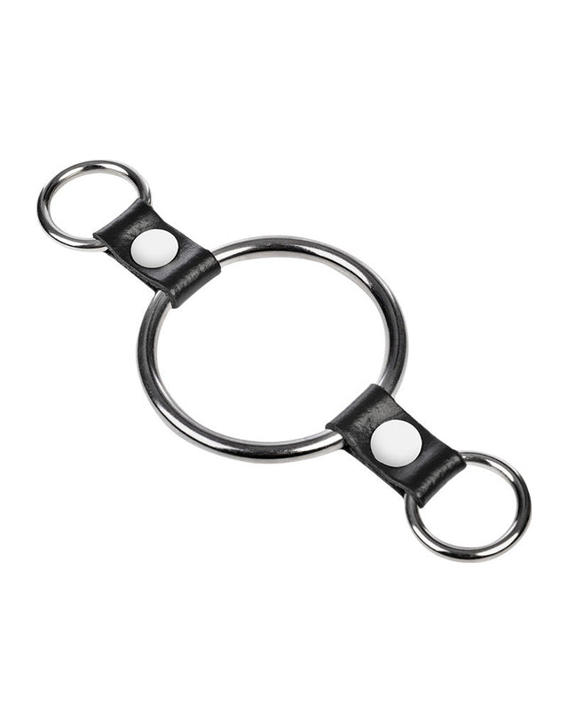 Rimba Bondage Play - Penisring met bevestigingsringen - Zilver & Zwart