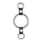Rimba Bondage Play - Penisring met bevestigingsringen - Zilver & Zwart