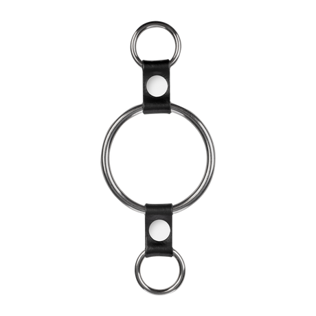 Rimba Bondage Play - Penisring met bevestigingsringen - Zilver & Zwart