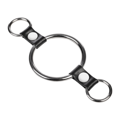 Rimba Bondage Play - Penisring met bevestigingsringen - Zilver & Zwart