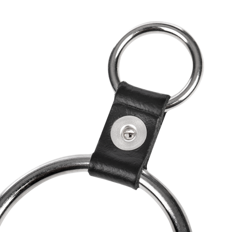 Rimba Bondage Play - Penisring met bevestigingsringen - Zilver & Zwart