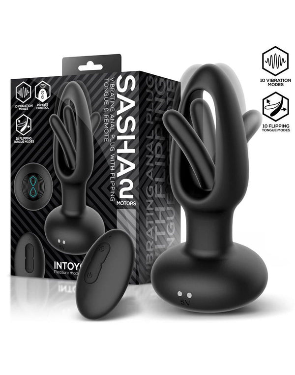 IY - Sasha - Vibrerende plug met bewegende tong en afstandsbediening - Zwart
