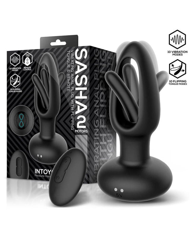 IY - Sasha - Vibrerende plug met bewegende tong en afstandsbediening - Zwart