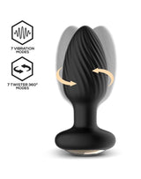 IY - Drago - Buttplug Vibratie, 360° Twister Beweging met Afstandsbediening - Zwart