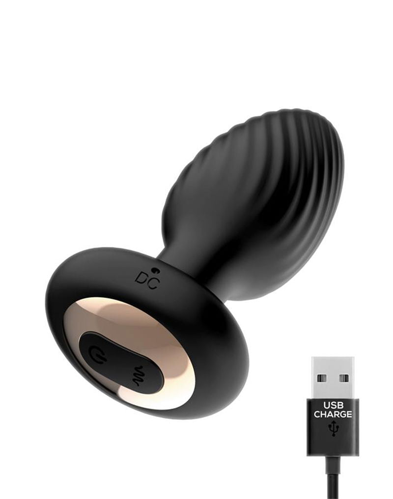 IY - Drago - Buttplug Vibratie, 360° Twister Beweging met Afstandsbediening - Zwart