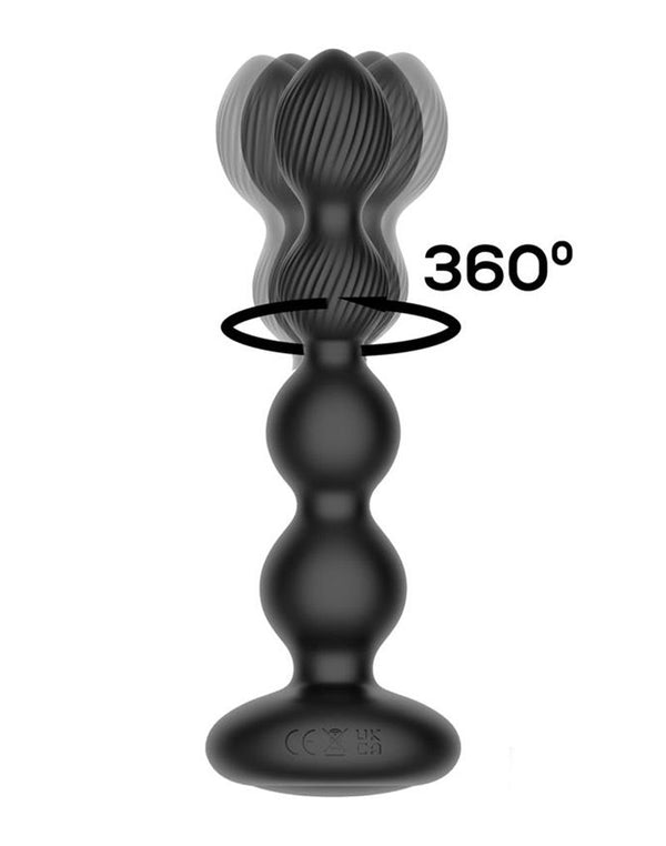 IY - Mouve - Buttplug met golven en vibratie met afstandsbediening, 2 motoren - Zwart