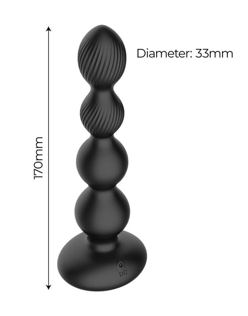 IY - Mouve - Buttplug met golven en vibratie met afstandsbediening, 2 motoren - Zwart