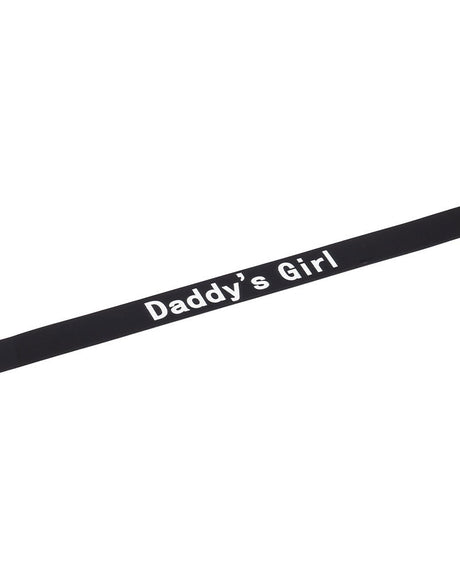 Rimba Latex Play - Halsband met opschrift 'Daddy's Girl' - Zwart & Wit
