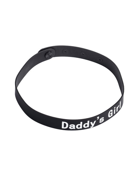 Rimba Latex Play - Halsband met opschrift 'Daddy's Girl' - Zwart & Wit